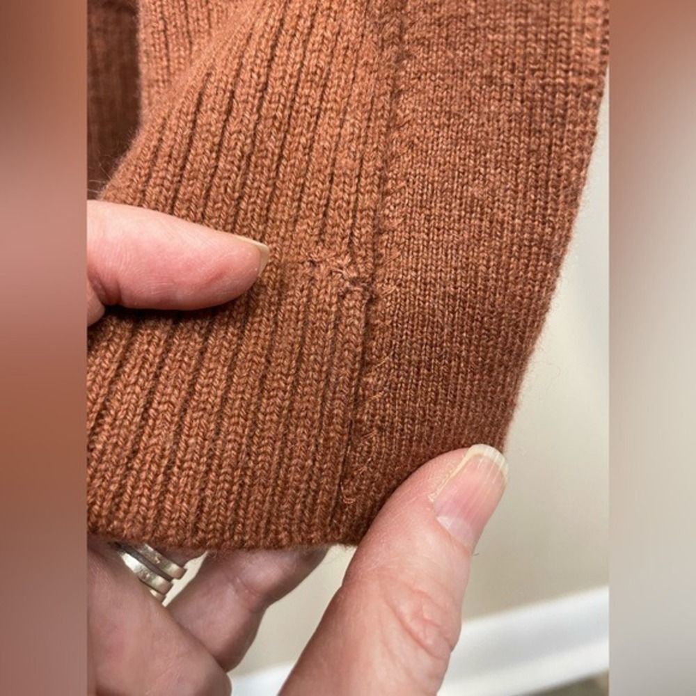 Halogen Wool Cashmere Long Duster Cardigan W/S Rust brown Pocket LN - Picture 14 of 16